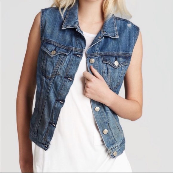 rag & bone Tops - SOLD-Rag & Bone Distressed Denim Sleeveless Jean Vest, Jean Jacket